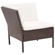vidaXL 3 Piece Poly Rattan Garden Lounge Set in White/Brown/Cream