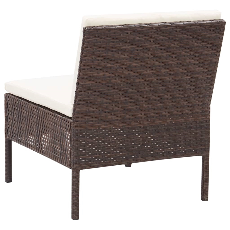 vidaXL 3 Piece Poly Rattan Garden Lounge Set in White/Brown/Cream
