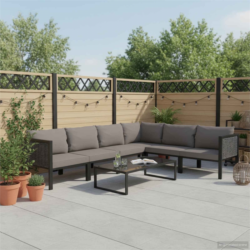 vidaXL 7 Piece Aluminum Garden Lounge Set in Anthracite