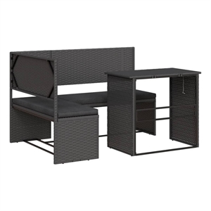 vidaXL Poly Rattan Small Sofa in Black