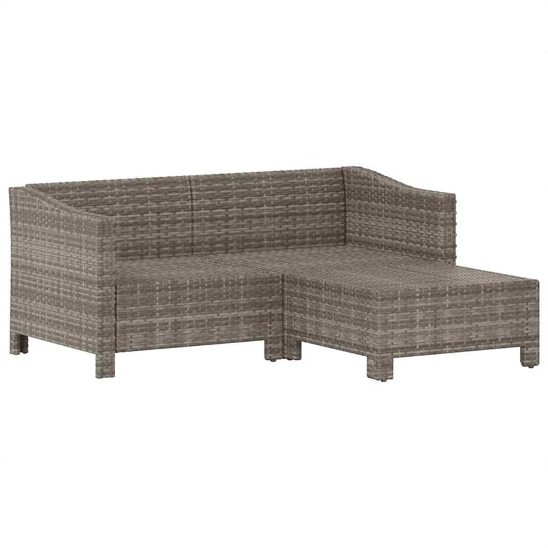 vidaXL 3 Piece Poly Rattan Garden Lounge Set in Gray