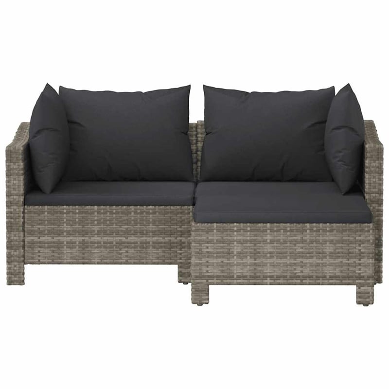 vidaXL 3 Piece Poly Rattan Garden Lounge Set in Gray