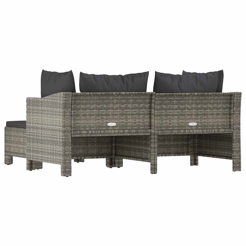 vidaXL 3 Piece Poly Rattan Garden Lounge Set in Gray
