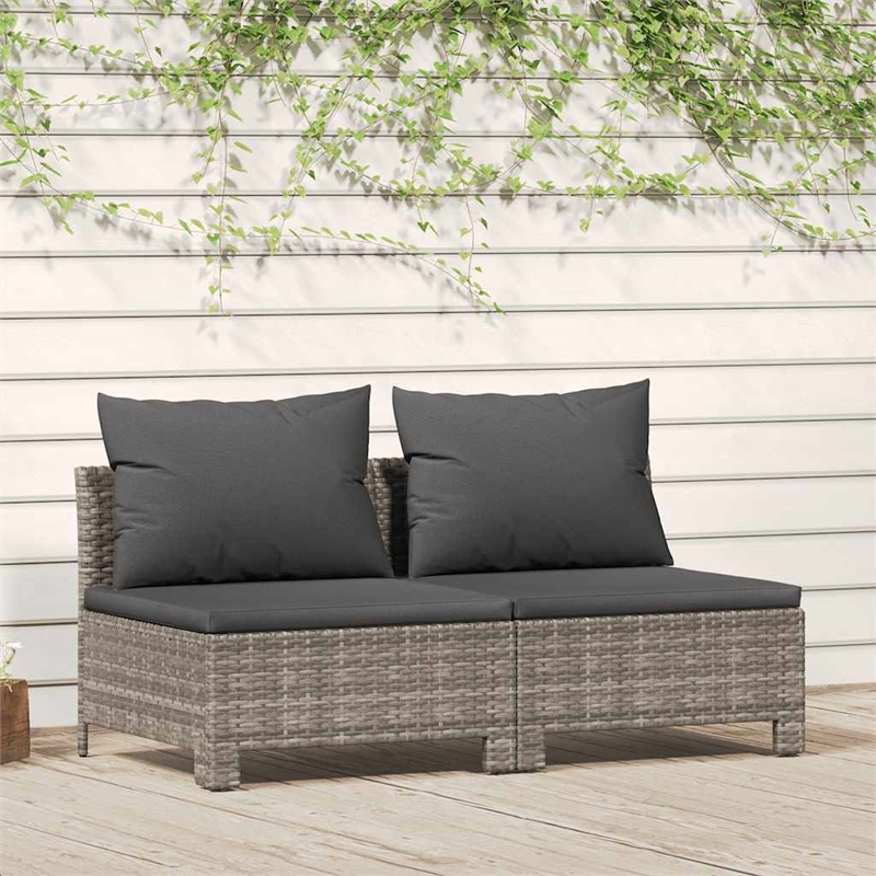 vidaXL Poly Rattan Sofa in Gray