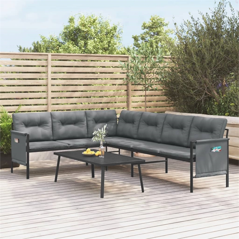 vidaXL Steel Sofa Gray/Anthracite