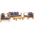 vidaXL 4 Piece Solid Acacia Wood Garden Lounge Set in Gray