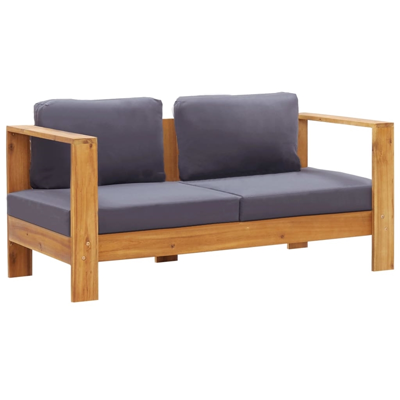 vidaXL 4 Piece Solid Acacia Wood Garden Lounge Set in Gray