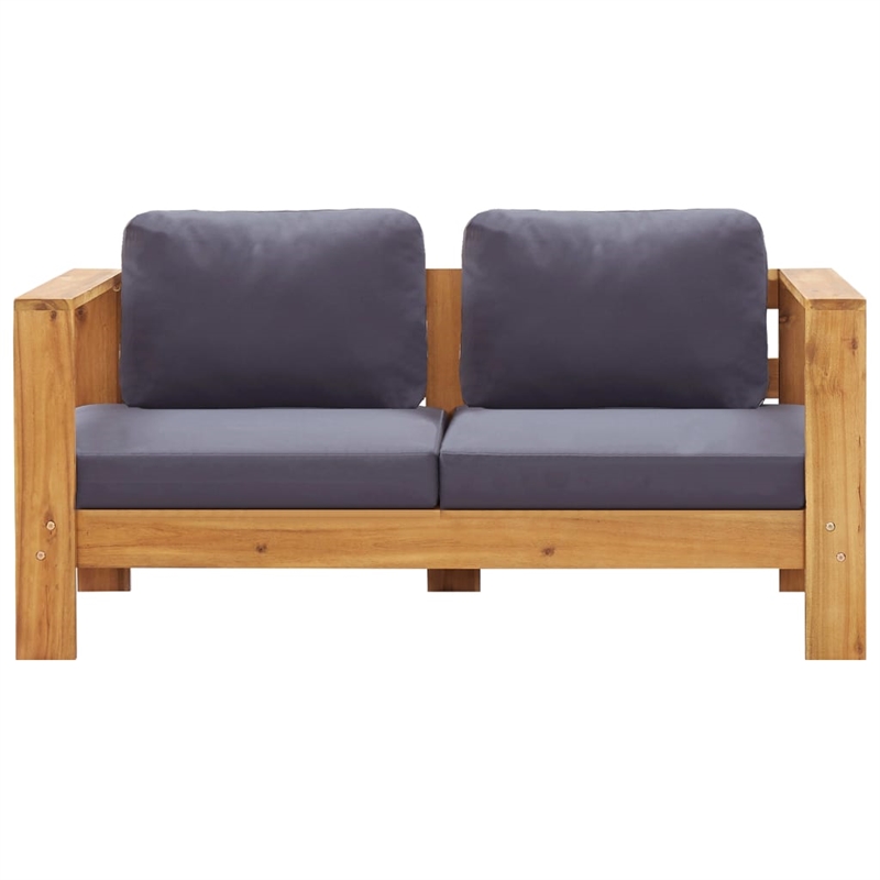 vidaXL 4 Piece Solid Acacia Wood Garden Lounge Set in Gray