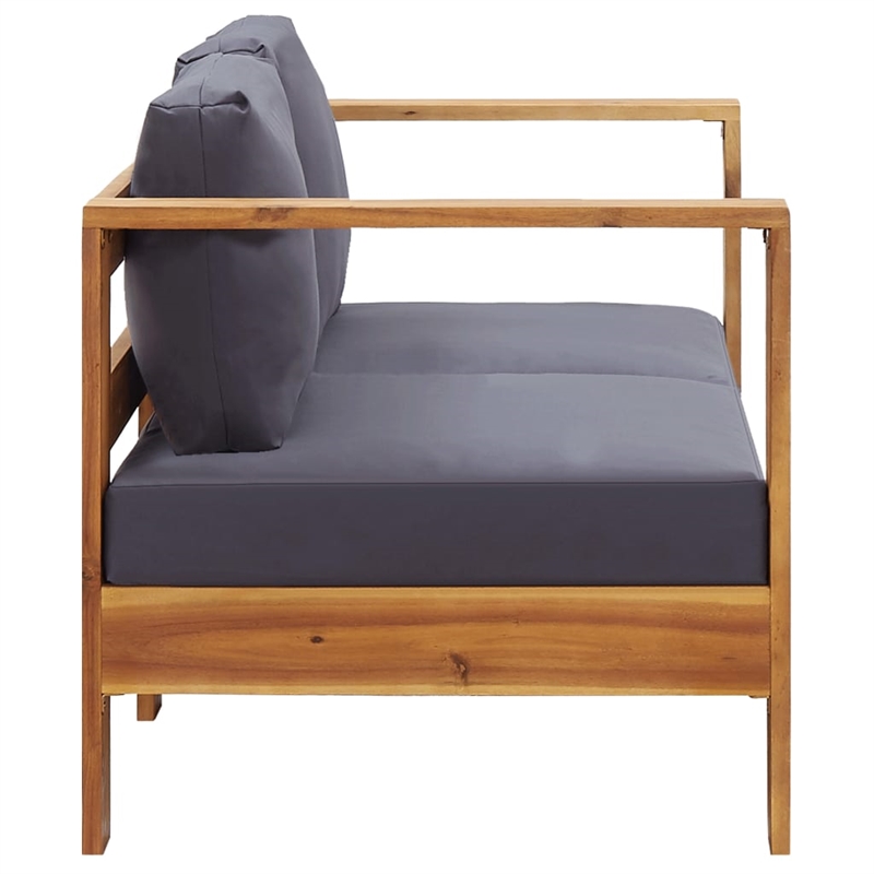 vidaXL 4 Piece Solid Acacia Wood Garden Lounge Set in Gray
