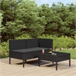 vidaXL 3 Piece Steel Small Garden Furniture Set in Black