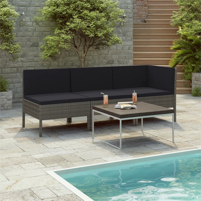 vidaXL 3 Piece Garden Furniture Set in Gray/Anthracite