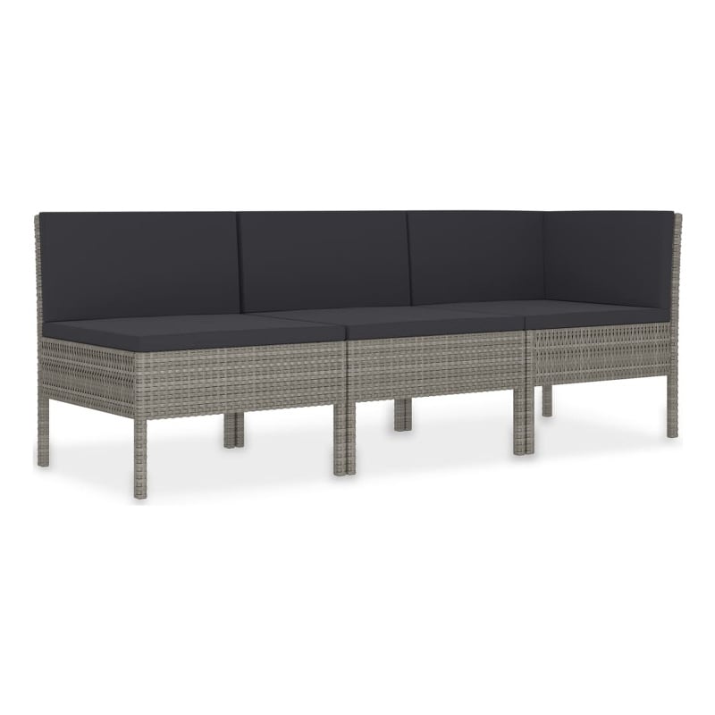 vidaXL 3 Piece Garden Furniture Set in Gray/Anthracite