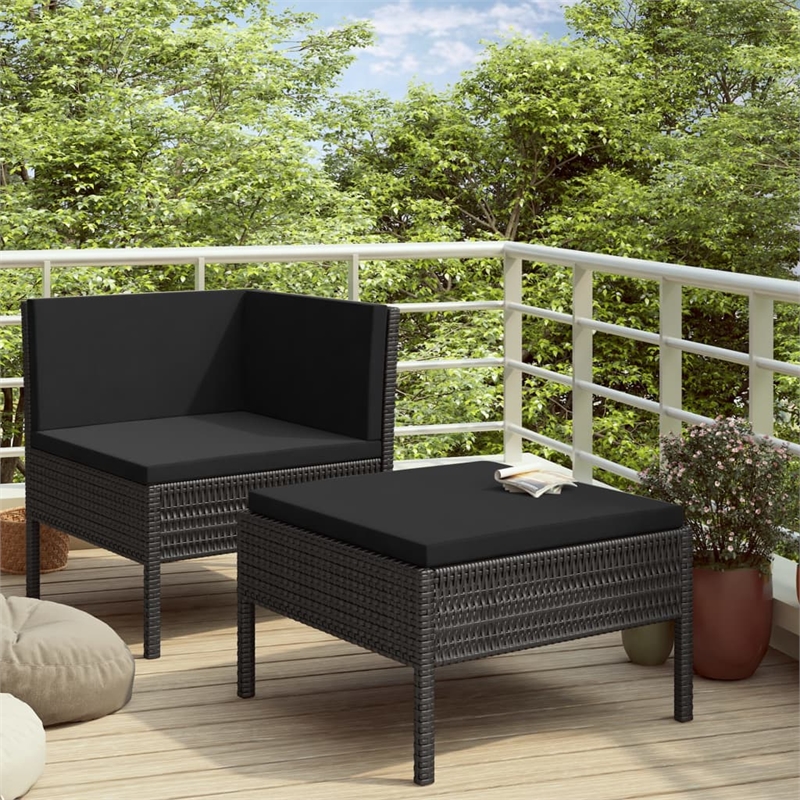 vidaXL 2 Piece Steel Garden Furniture Set in Black