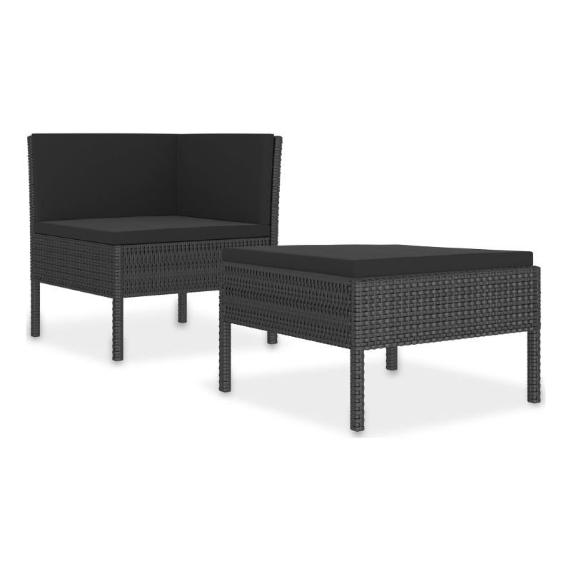 vidaXL 2 Piece Steel Garden Furniture Set in Black