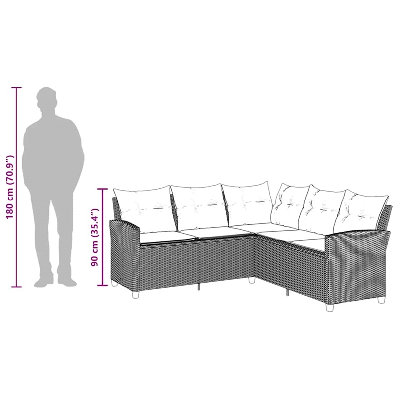 vidaXL Steel Large Sofa Beige