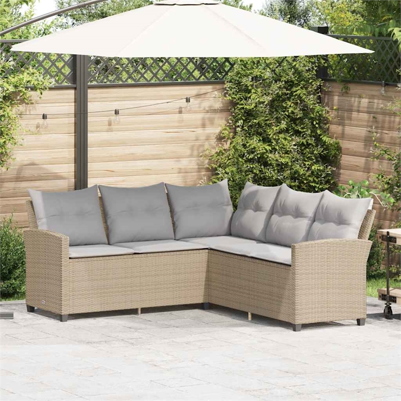 vidaXL Poly Rattan Sofa Gray/Beige