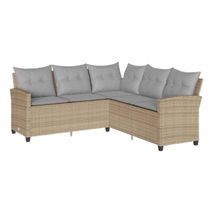 vidaXL Poly Rattan Sofa Gray/Beige