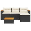 vidaXL 3 Piece Solid Acacia Wood Small Sofa Set in Black/White/Cream