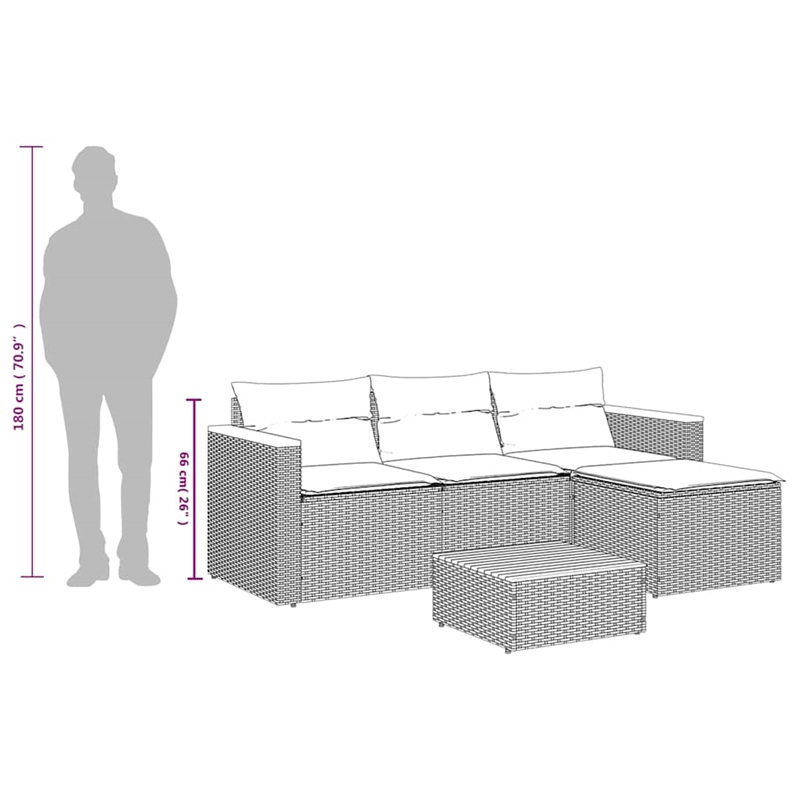 vidaXL 3 Piece Solid Acacia Wood Small Sofa Set in Black/White/Cream