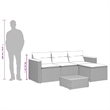 vidaXL 3 Piece Solid Acacia Wood Small Sofa Set in Black/White/Cream