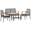 vidaXL Solid Acacia Wood Garden Lounge Set in Black/Cream