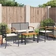 vidaXL Solid Acacia Wood Garden Lounge Set in Black/Cream