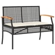 vidaXL Solid Acacia Wood Garden Lounge Set in Black/Cream