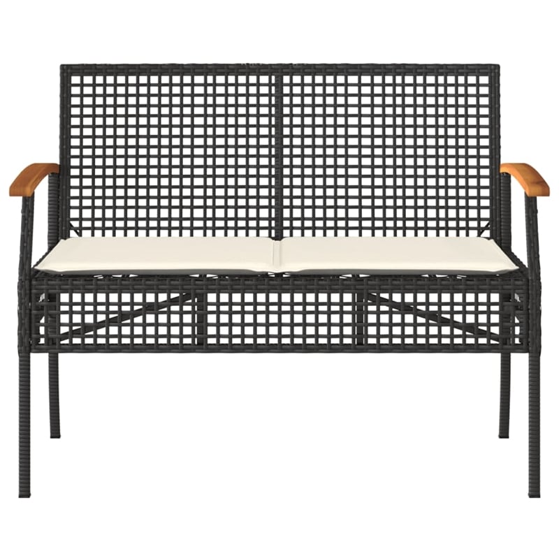 vidaXL Solid Acacia Wood Garden Lounge Set in Black/Cream