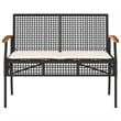 vidaXL Solid Acacia Wood Garden Lounge Set in Black/Cream