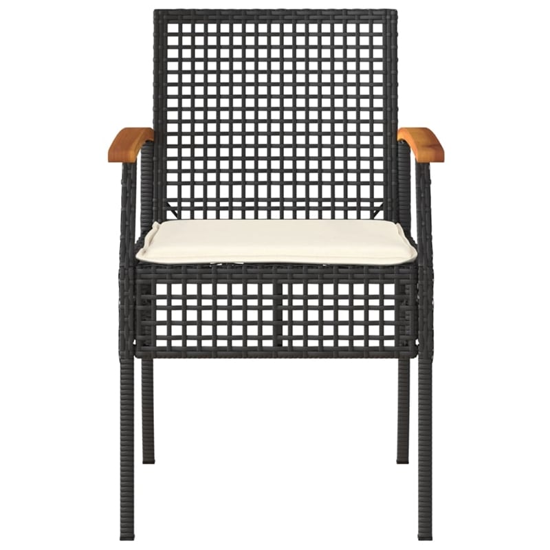 vidaXL Solid Acacia Wood Garden Lounge Set in Black/Cream