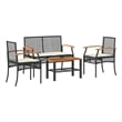 vidaXL Solid Acacia Wood Garden Lounge Set in Black/Cream