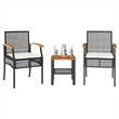 vidaXL 3 Piece Steel Bistro Set in Black/White/Brown/Cream