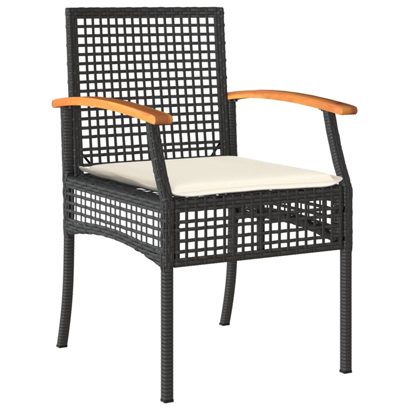 vidaXL 3 Piece Steel Bistro Set in Black/White/Brown/Cream