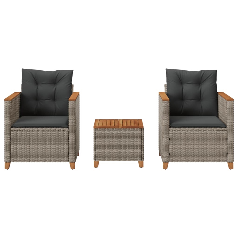 vidaXL 3 Piece Solid Acacia Wood Bistro Set in Gray