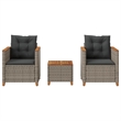 vidaXL 3 Piece Solid Acacia Wood Bistro Set in Gray