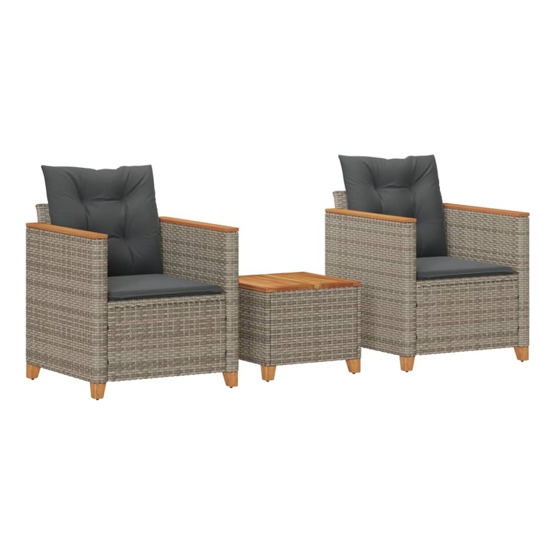 vidaXL 3 Piece Solid Acacia Wood Bistro Set in Gray