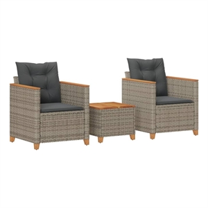 vidaXL 3 Piece Solid Acacia Wood Bistro Set in Gray