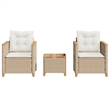 vidaXL 3 Piece Solid Acacia Wood Small Bistro Set in White/Cream/Beige