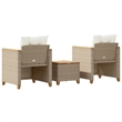 vidaXL 3 Piece Solid Acacia Wood Small Bistro Set in White/Cream/Beige