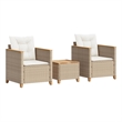 vidaXL 3 Piece Solid Acacia Wood Small Bistro Set in White/Cream/Beige
