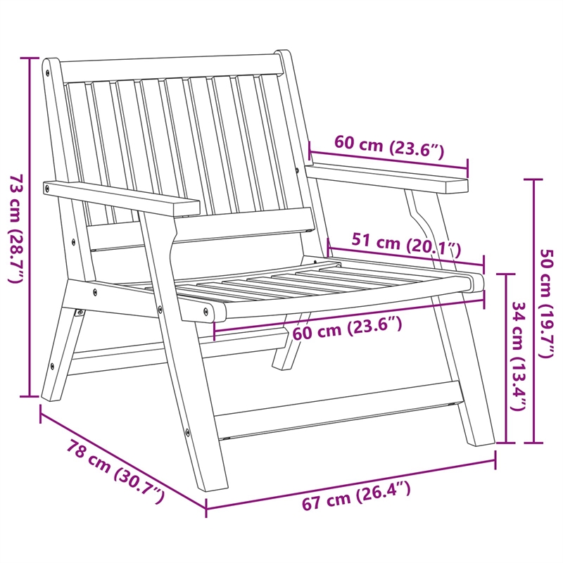 vidaXL Solid Acacia Wood Garden Bench in Brown