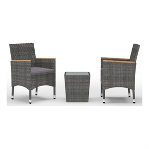 vidaXL 3 Piece Steel Small Bistro Set in Gray