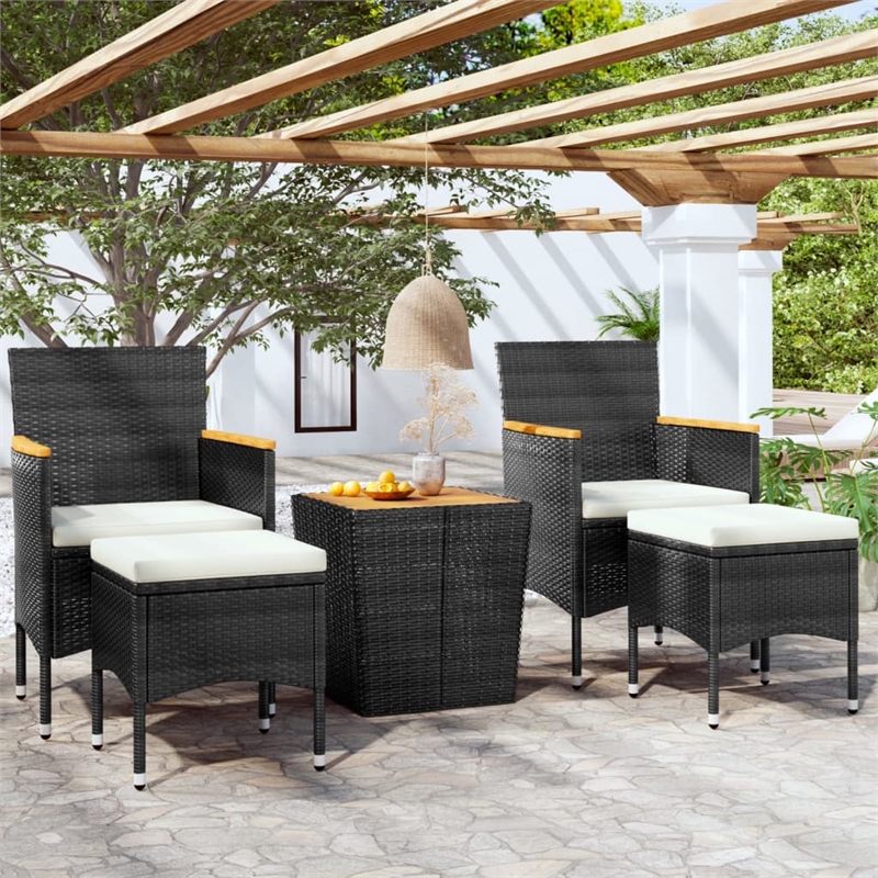 vidaXL 5 Piece Solid Acacia Wood Bistro Set in Black