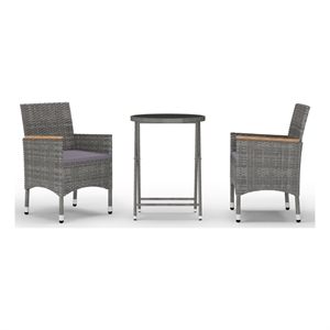 vidaXL Poly Rattan Small Bistro Set in Gray