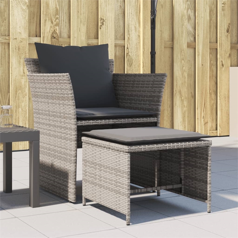 vidaXL Poly Rattan Small Furniture Set in Gray