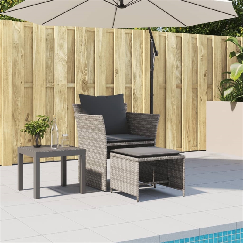 vidaXL Poly Rattan Small Furniture Set in Gray