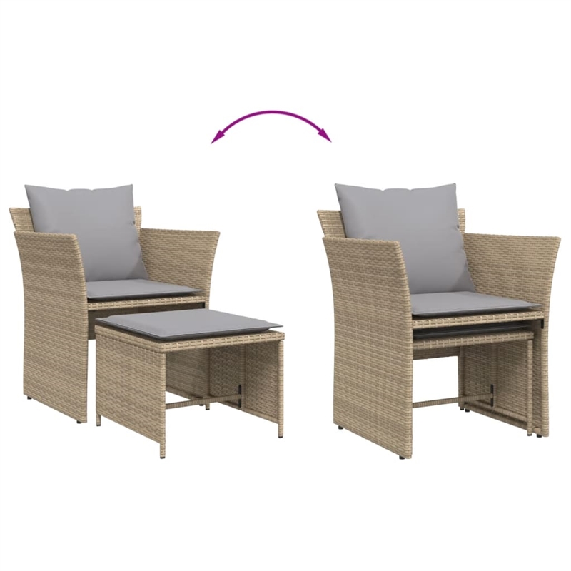 vidaXL Poly Rattan Small Furniture Set in Beige