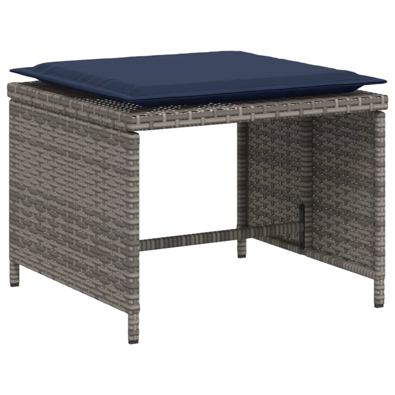 vidaXL Poly Rattan Standard Furniture Set in Gray/Blue