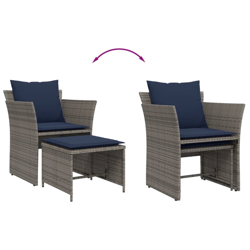 vidaXL Poly Rattan Standard Furniture Set in Gray/Blue