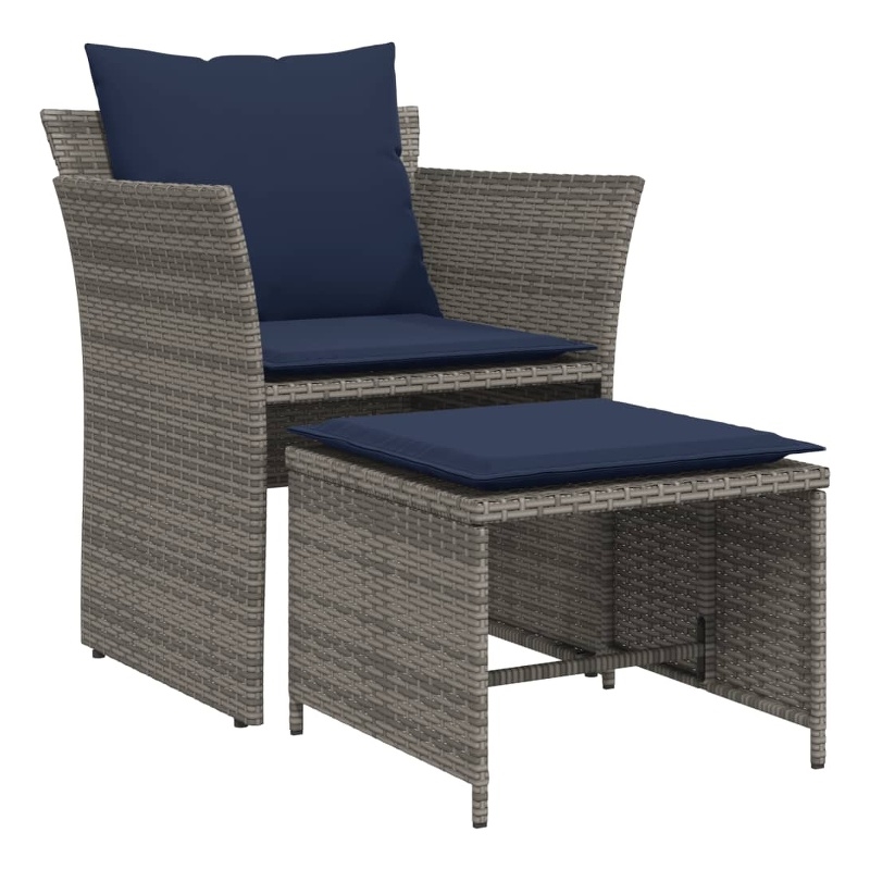 vidaXL Poly Rattan Standard Furniture Set in Gray/Blue